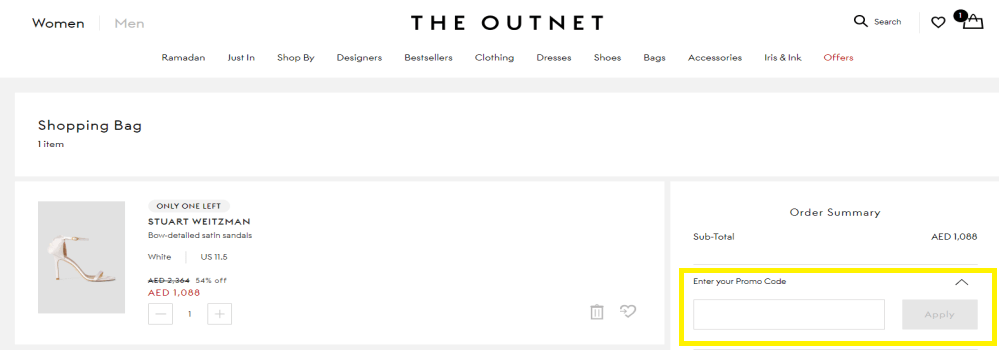 The Outnet how to use code